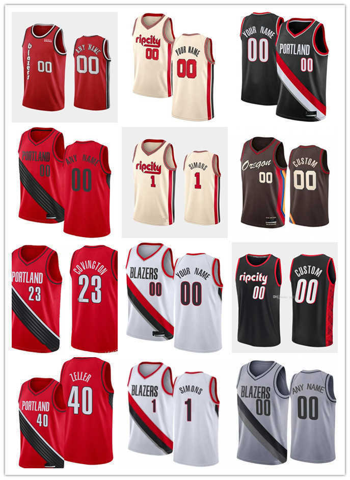 

75th Custom Men Women Youth Portland''Trail Blazers''23 Robert Covington 1 Anfernee Simons 40 Cody Zeller 16 CJ Elleby Basketball Jerseys, Color