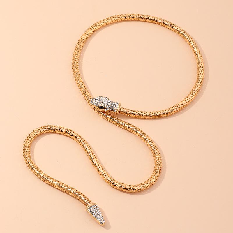 

Pendant Necklaces Punk Retro Gold Color Snake Hip-hop Hyperbole Animal Chunky Chain Collar Long Necklace Fashion Jewelry For Women PartyPend