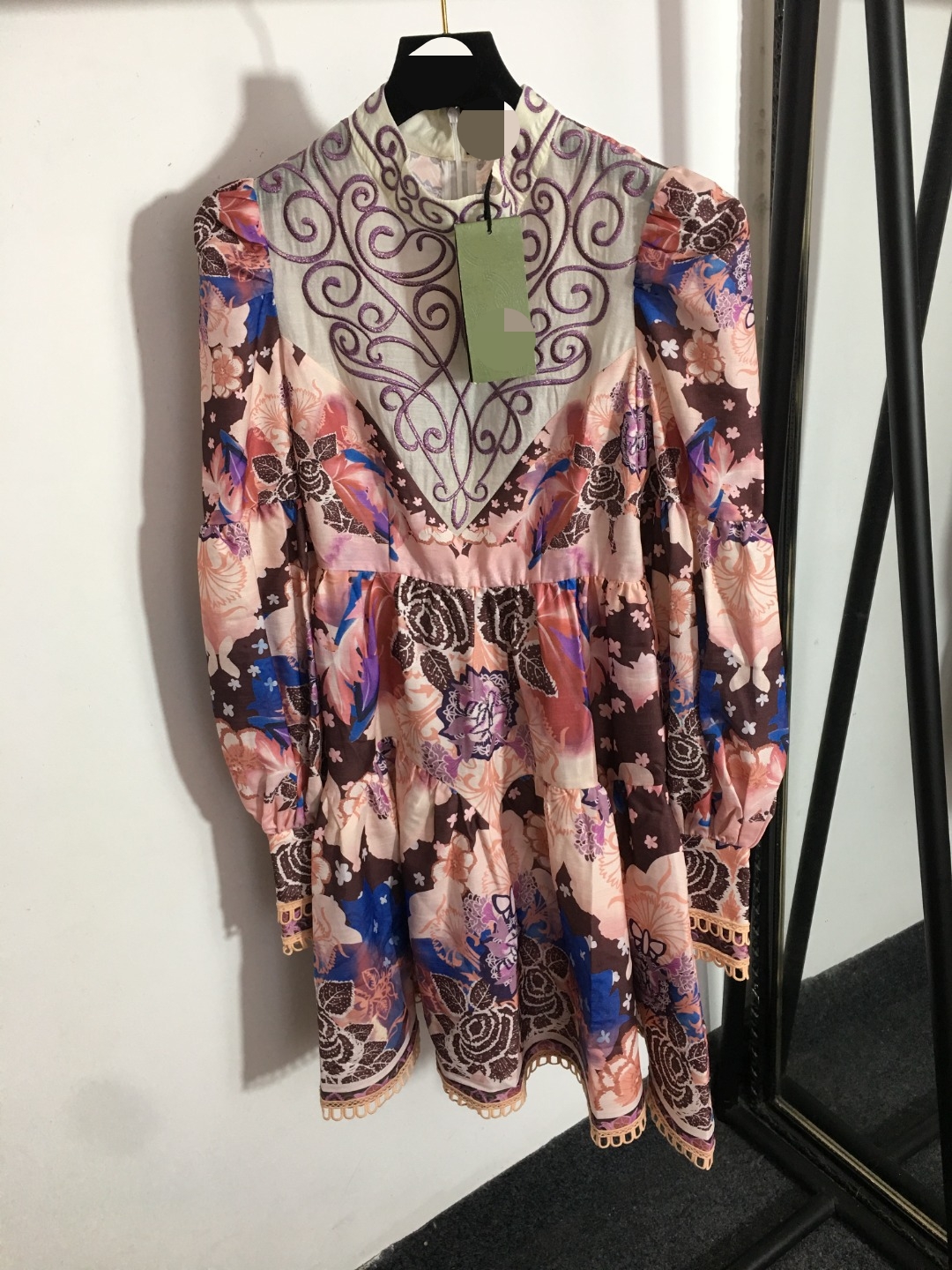 608 XL 2022 Runway Dress Crew Neck Long Sleeve Empire Brand Same Style Dress Flora Print High Quality Womens Clothes haolai