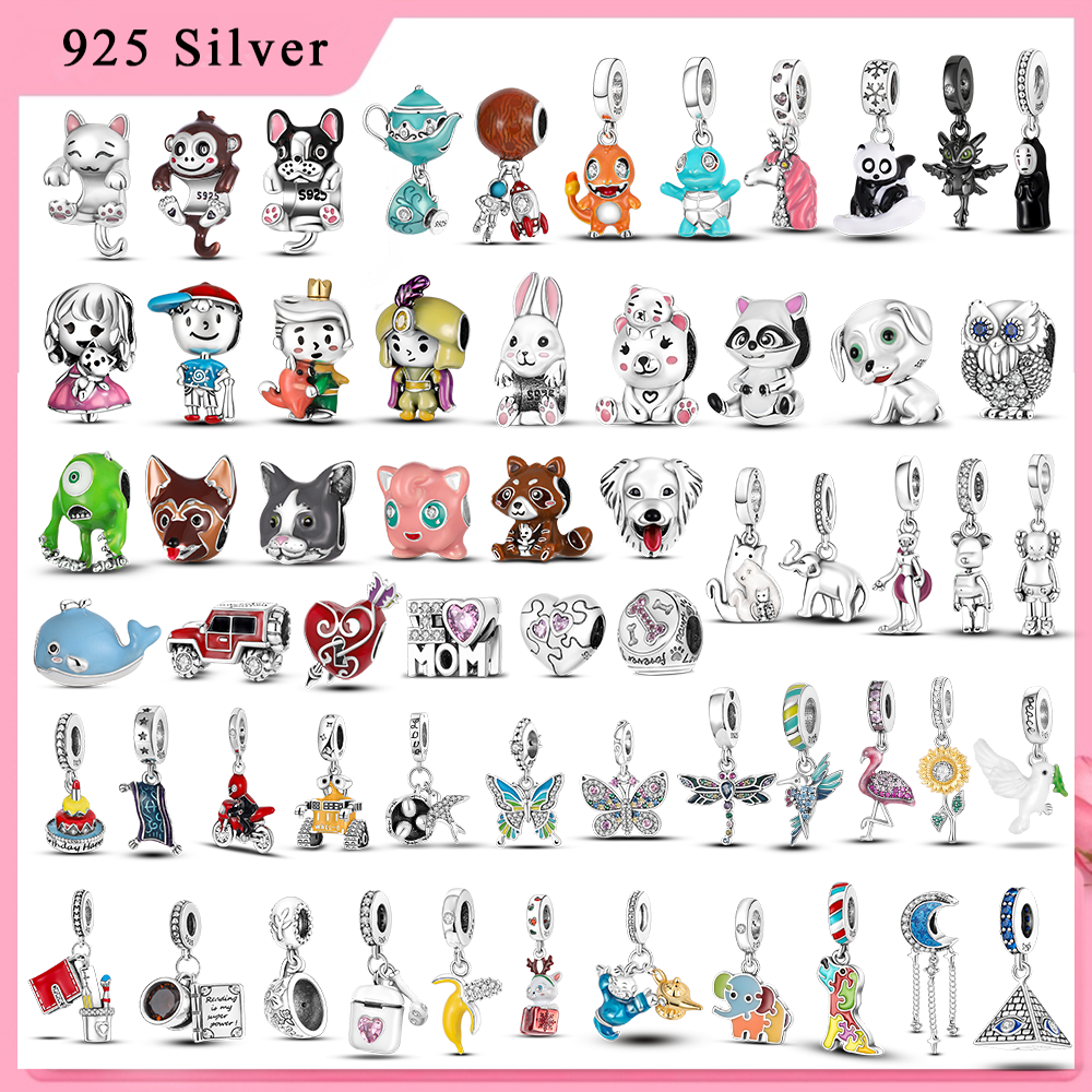 925 argent sterling pending charme de chien fille fille boys perles perles en ajustement bracelet bricolage bijoux accessoires