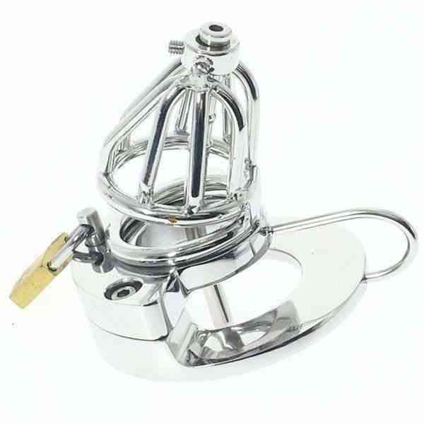 Cage à cage de chasteté de ceinture de pénis avec un dispositif sonore urétral en métal.