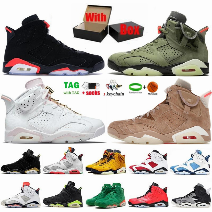 

With Box Jordns Basketball Shoes Jumpman 6 6s University Blue Trainers British Khaki Electric Green Bordeaux Black Infrared Hare Cactus Jack Mens, With box-19