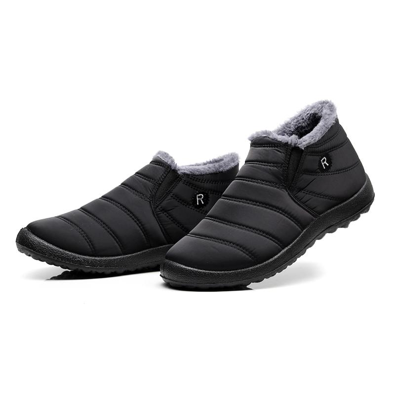 

Boots Men Snow Ankle Winter Unisex Couples Solid Color Plush Inside Anti Skid Bottom Warm Waterproof Ski ShoesBoots, Men blue