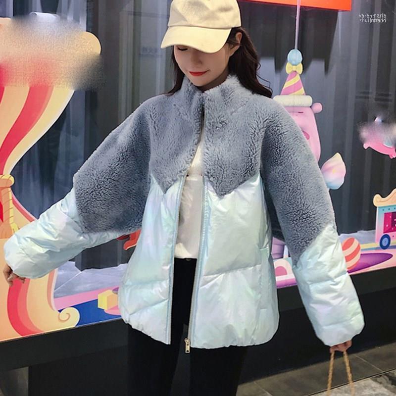 

Women's Down & Parkas 2022 Women Winter Coats Lamb Hair Short Cotton Jackets Pockets Loose Slim Fur Patchwork Glossy Coat1 Kare22, Yellow