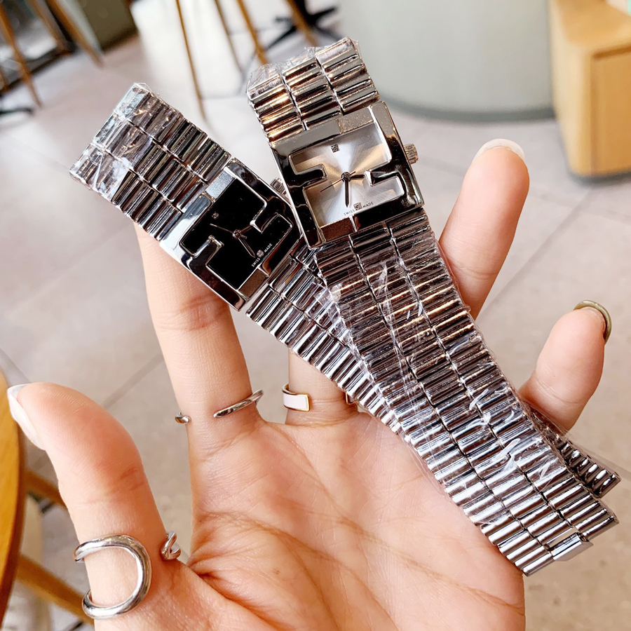 

Brand Wrist Watches Fashion Women Ladies Girl Square Style Luxury Metal Steel Band Quartz Clock FEN 02, Gold white