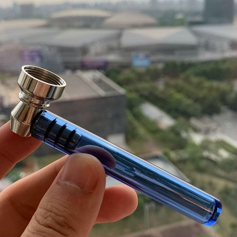 

High Quality Glass Pipe Portable 93mm Removable Herb Tobacco Pipes with Transparent Handle Spoon Bong Weeding Smoking Accessories
