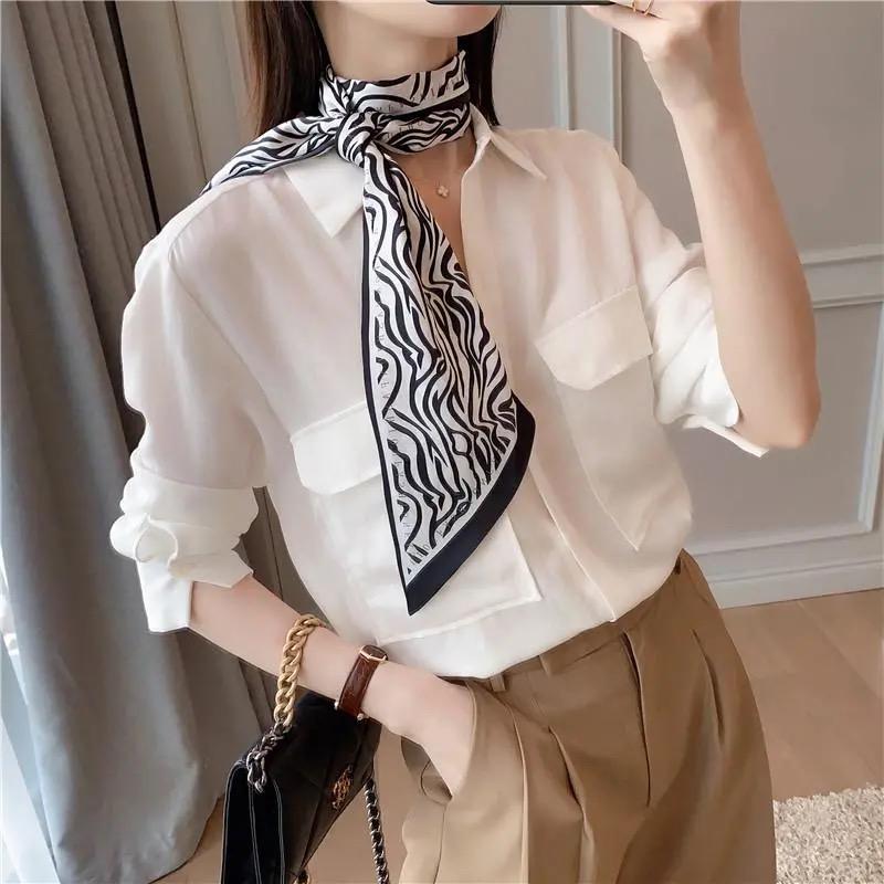 

Scarves Hijab Silk Scarf Women Fashion Zebra Stripe Long Advanced Feeling Lady Hair Band Foulard Neckerchief Female Shawl Accessories