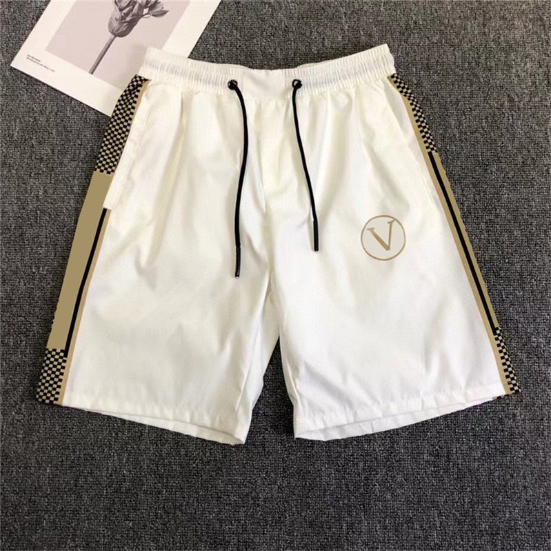 

Casual Men Beach Shorts Gym Sports Short Pants Thin Breathable Jogger Board Trunks Elastic Waist Drawstring Basketball Pants, White