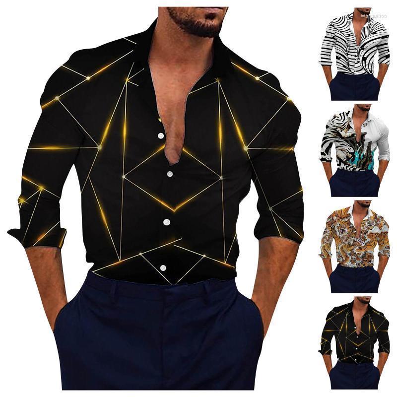 

Men's Casual Shirts 2022 Designer Elegant For Men Spring Summer Long Sleeve Print Blouses Vintage Camisa Masculina