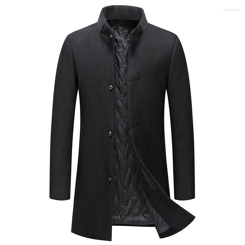 

Men's Wool & Blends 2022 Casual Stand Collar Mens Winter Jackets And Coats Thicken Warm Over Coat Male Kend22, Black