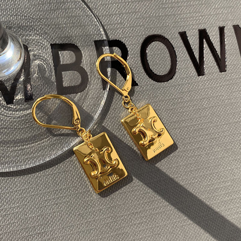 Niche light luxury CELI gold Arc de Triomphe earrings female all-match design high-quality earring jewelry wholesale Valentine's Day present-image-785926107