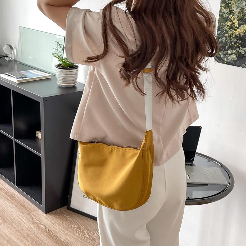 

Evening Bags Nylon Messenger For Women Zipper Ladies Fashion Hobos Crossbody Bag Simple Shoulder Tote Handbag PursesEvening, Beige