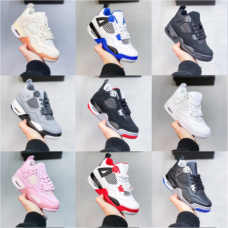 

Kids Bred 4s 4 basketball shoes pink hot lava fire red royalty pure money what the sneakers sail university blue Infants fashion trainers Outdoor Shoe US 6C-5Y 22-37, As photo 10