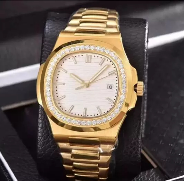

2022Luxury Wristwatches Mens Watch Men's Diamond Gold Watch High Quality Automatic Mechanical Stainless Steel Strap Nautilus Men Watches, Spread link