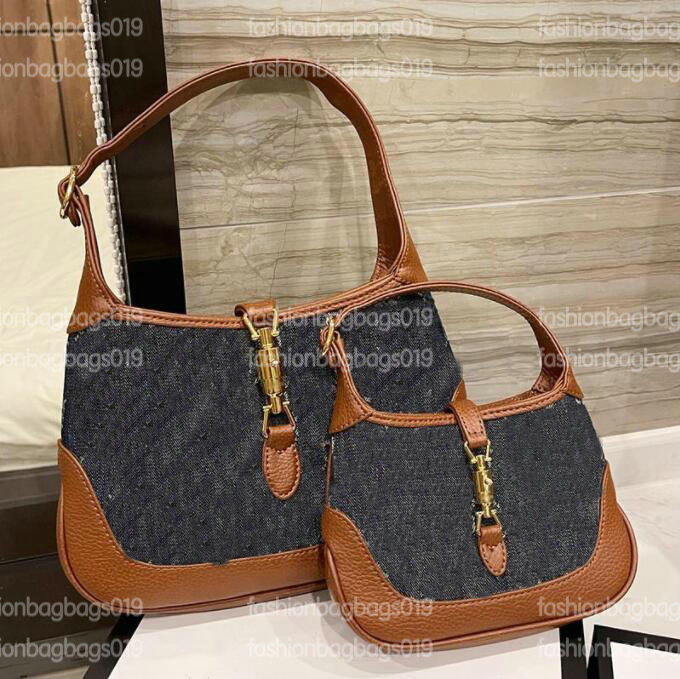 

Denim 1961 Jackie Small Shoulder Bag Vintage Womens Designer Handbag Luxurys Brown Leather with red green stripe Wallet Purse Hobo Smooth bags