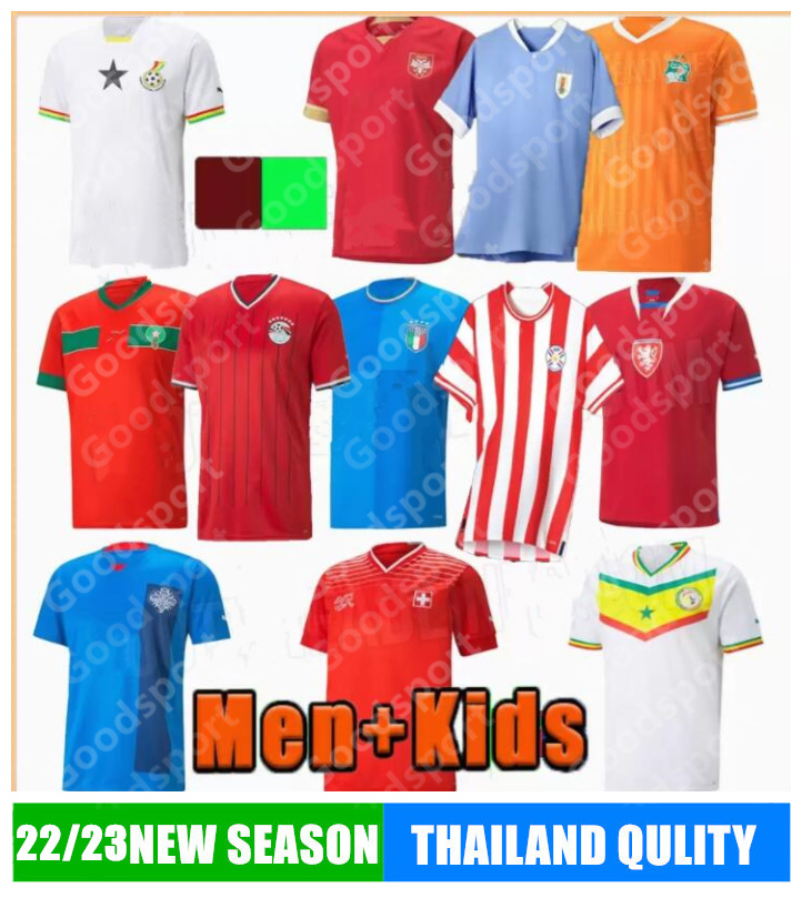 

Senegal Ghana 2022 Morocco lceland ltaly soccer jerseys Switzerland lvory CZECH REPUBLIC Serbia football shirts national team Uruguay uniforms men kids sport