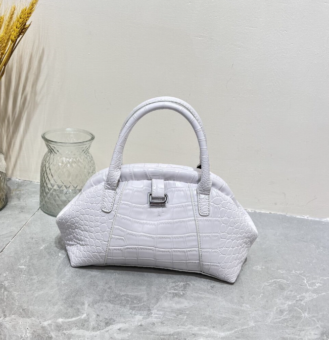 

Simple Designer Fashion Hourglass Sheath Crocodile Pattern Dumpling Bag Portable Shoulder Messenger Bags, Black