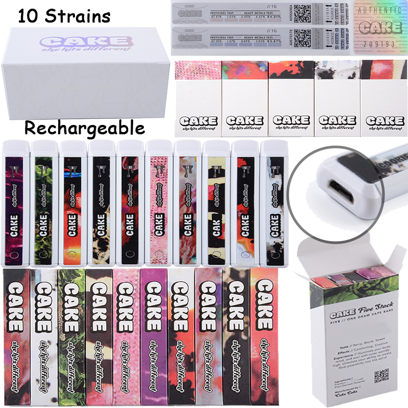 

Newest CAKE Sauce Disposable Vapes Pen E Cigarette Rechargeable New Packaging Empty 1.0ML Pods Vaporizer Pod Carts Starter Kits 280mah In Stock