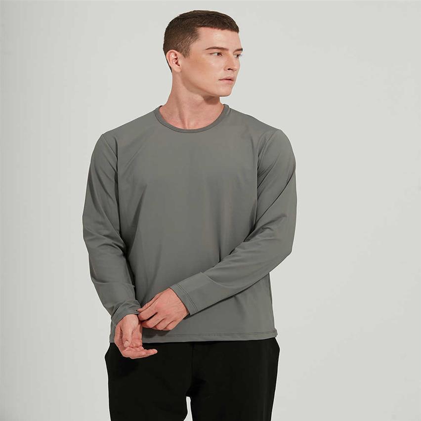 

Men's Long Sleeve Tops The Fundamental Yoga Sports T-shirt High Elastic Speed Dry Round Neck Fitness Gym Clothes Running Casu306u, Dark grey