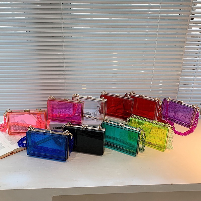 

Colorful Acrylic Clutch Bag For Lady Evening Party Glitter Evening Clutch Bags With Thick Chain Female Travel Handbag And Purse 220816, Pink