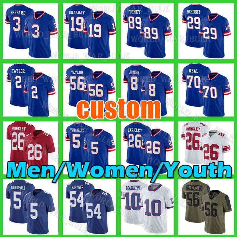 

5 Kayvon Thibodeaux Football Jersey 89 Kadarius Toney 26 Saquon Barkley New York''Giants''10 Eli Manning 21 Tiki Barber 58 Carl Banks 72 Osi Umenyiora Evan Neal, Ncaa