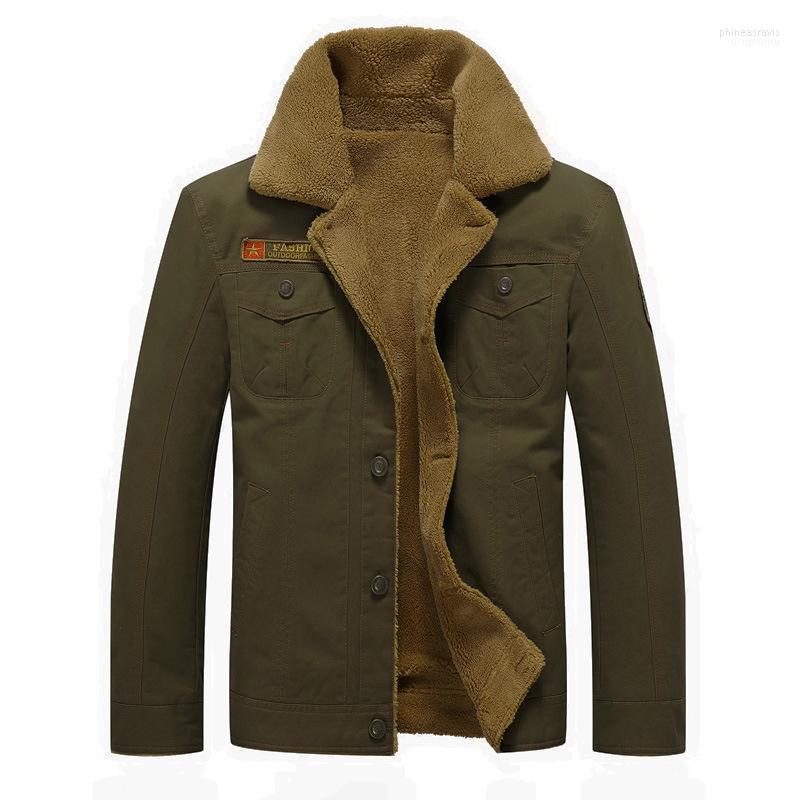 

Men's Down & Parkas Winter Fleece Coat And Jacket Loose Lapel Plus Size Turn Collar Jackets Casual Keep Warm Thickend Coats Man C Phin22, Army green