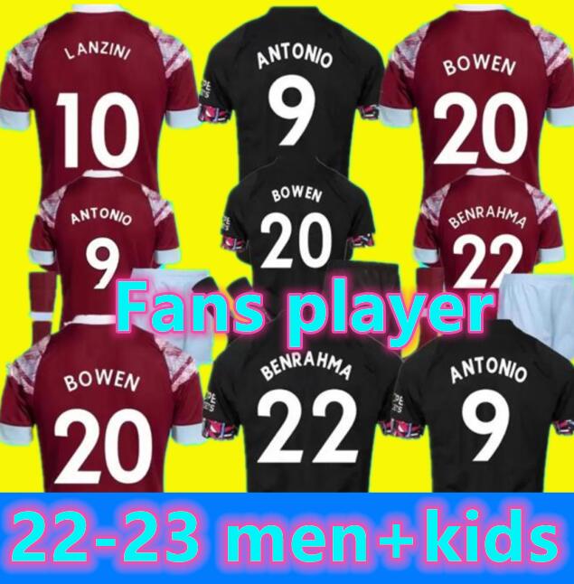 

22 23 West Hams BOWEN RICE Soccer Jerseys United BENRAHMA LANZINI ANTONIO YARMOLENKO NOBLE FORNALS DAWSON Vlasic SOUCEK 2022 2023 Jersey Football Shirt Men Kids Kit, Adult home player