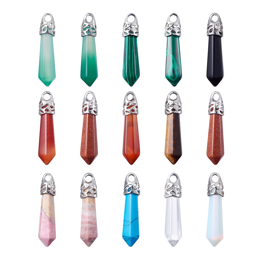 

Pendant Necklaces Fashewelry Shape Gemstone Pendants Hexagonal Healing Pointed Chakra Stone Charms For Necklace Jewelry Making Hole 3 amnRg