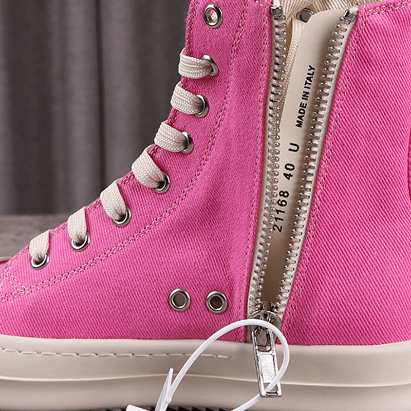 

Canvas Rick 2022s Original Shoes Men's Casual Shoes Designer Pink Male Sneakers Solid Lace-up Owens High Street Rubber Women's Sneaker EBA1, Apricot