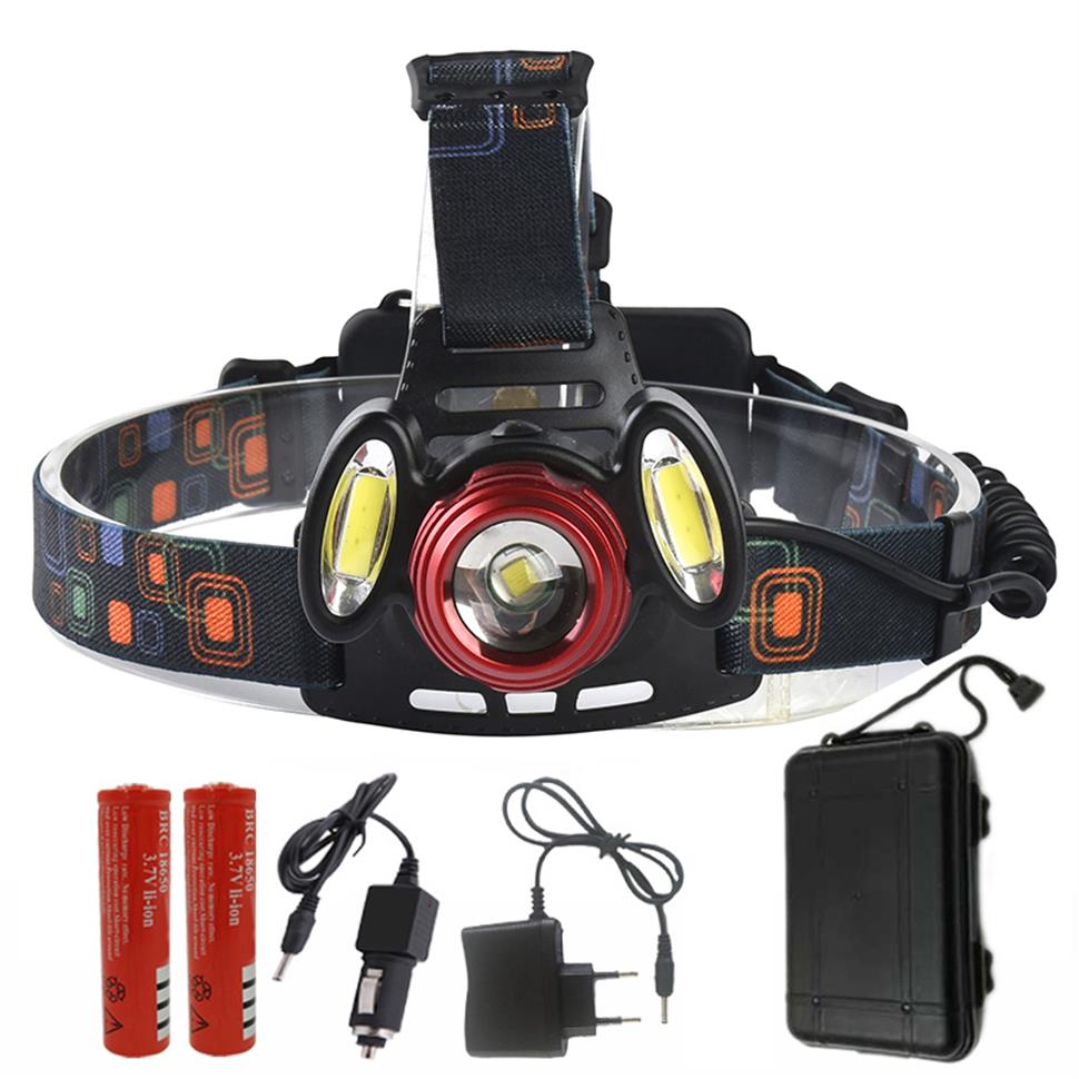 

10000 lumen led head flashlight head 18650 battery xml t6 COB LED Headlamp hunting fishing headlight Lamp250H
