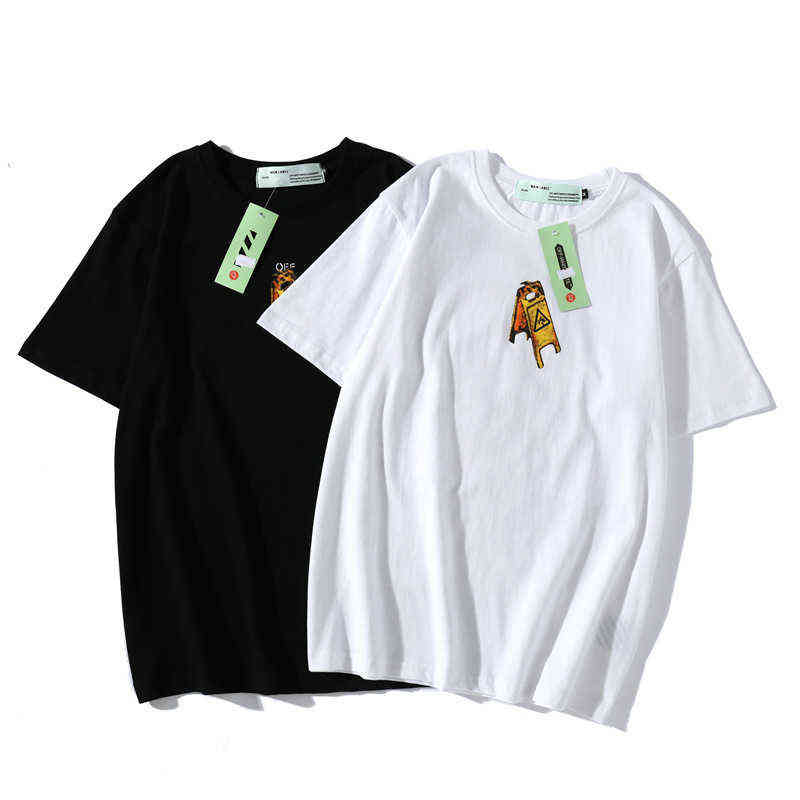 

Factory Direct Sales New Trend Men's Short Sleeve Wholesale 2022off Skeleton Girl Arrow Print Neck Loose Ow White and Women's T-shirt Trendy Style