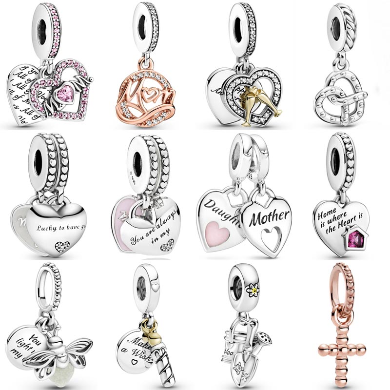 925 argent sterling argent enrôle charme maman lucichre pendant perles perles en ajustement bracelet bricolage bijoux accessoires