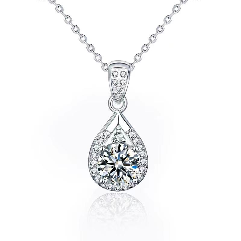 

Pendant Necklaces Trendy 925 Sterling Silver Water Drop Moissanite Necklace Women Plated White Gold 1 D Color VVS1 NecklacesPendant PendantP