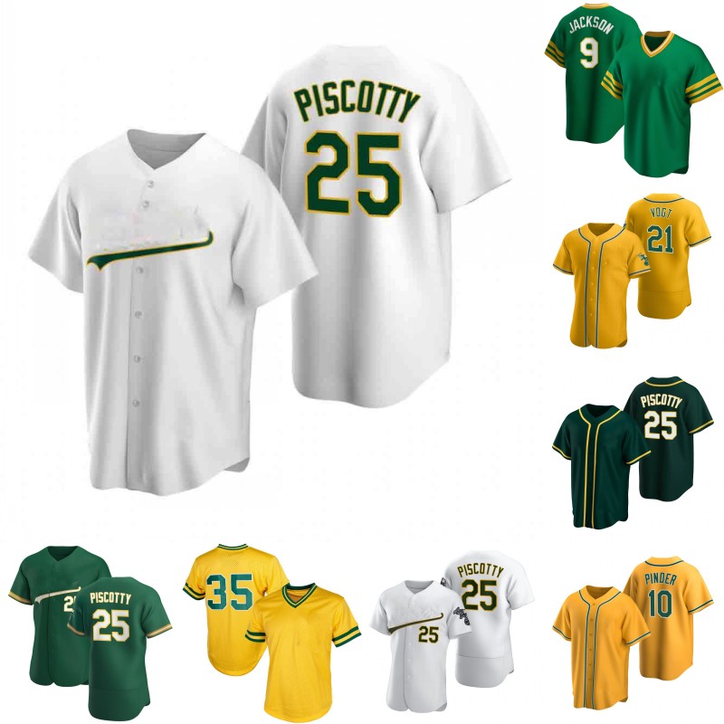 

#25 Piscotty Baseball Jerseys Stephen Vogt Cristian Pache Billy McKinney Seth Brown Kevin Smith Chad Pinder Sheldon Neuse Jed Lowrie Elvis Andrus Sean Murphy Jerseys, Mens flex base dark green