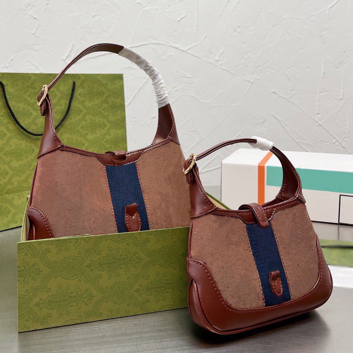 

2022 5A Quality Jackie Original Leather Tote Bag Designer Handbags Denim Shoulder Bag Hobos Fashion Nano Cross Body Bucket Clip Purses Wallets 1961 84so# gg guccie, Customize