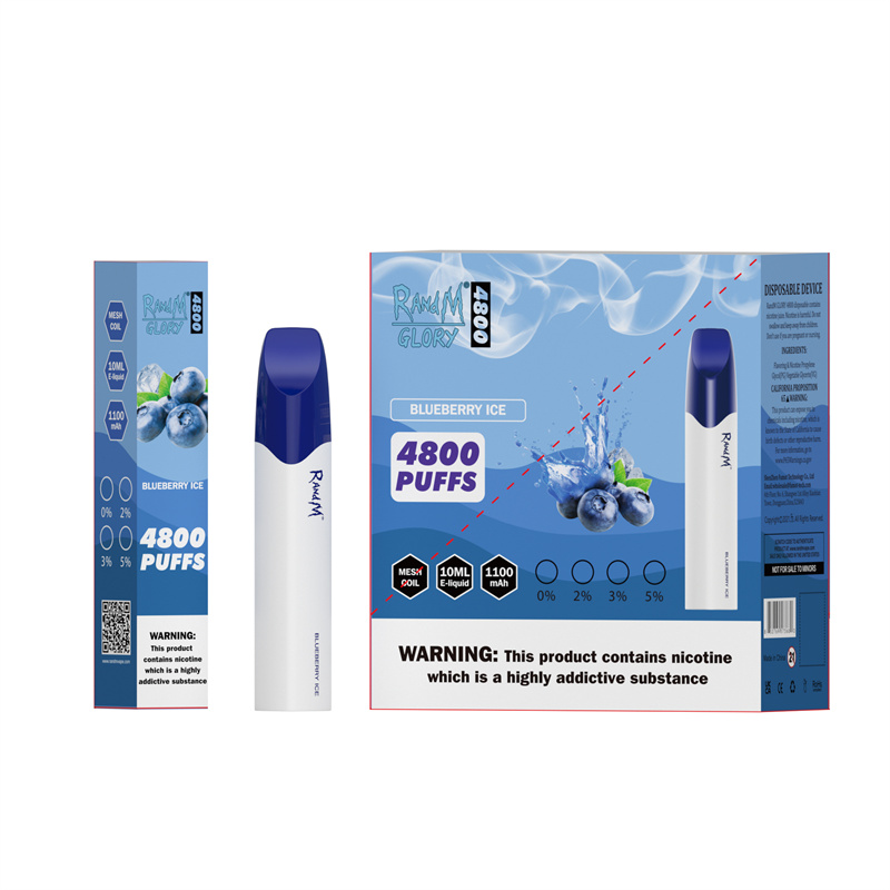 

RandM Glory 4800puffs Disposable Vape Pen starter kit E cigarettes 1100mAh 12 colour Blue Razz