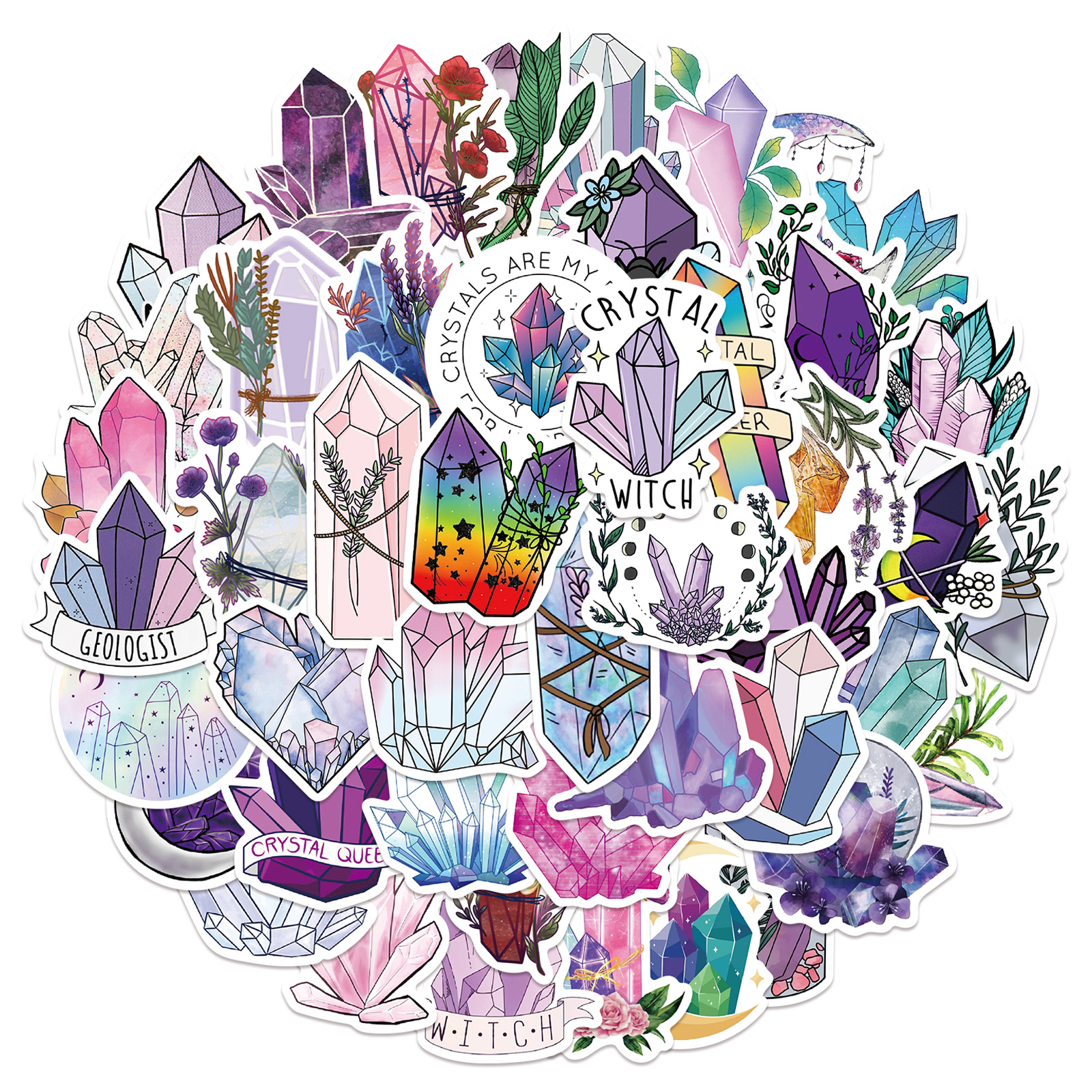 

50pcs Bohemian Gemstone Crystal Waterproof Stickers for Wall Laptop Phone Case