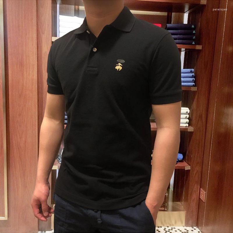 

Men's Polos High Quality Tops Men's Short Sleeve Brother Shirts Summer 100%cotton Casual Shirt For Men Fashion HommeMen's Men'sMen's Pen, 3-dark blue