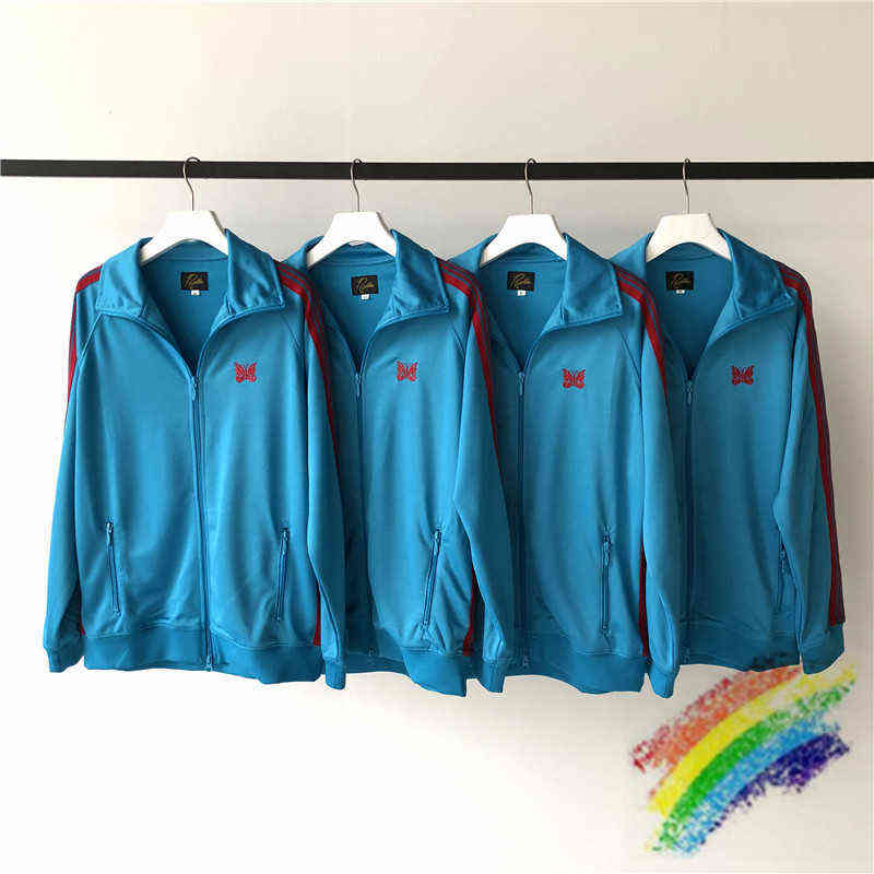 

Needle Awge Blue Jackets Men Women High Quality Needle Jackets Red Butterfly Embroidery Jackets Japan Style Awge T220721, 24