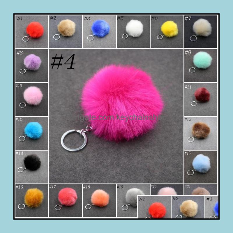

Keychains Fashion Accessories Imitate Rabbit Pom Car Keychain Handbag Key Ring Fur Ball Chains Rings 3.15 Inch Lovely Backpack Wallet Keyfob