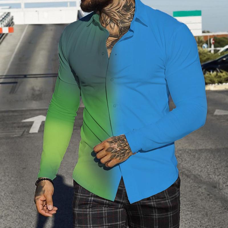 

Men' Casual Shirts Dragon Dress Men Autumn Winter Single Breasted Lapel Full Print Beach Long Sleeve Mens Sleep Tops SleeveMen, Rose gold