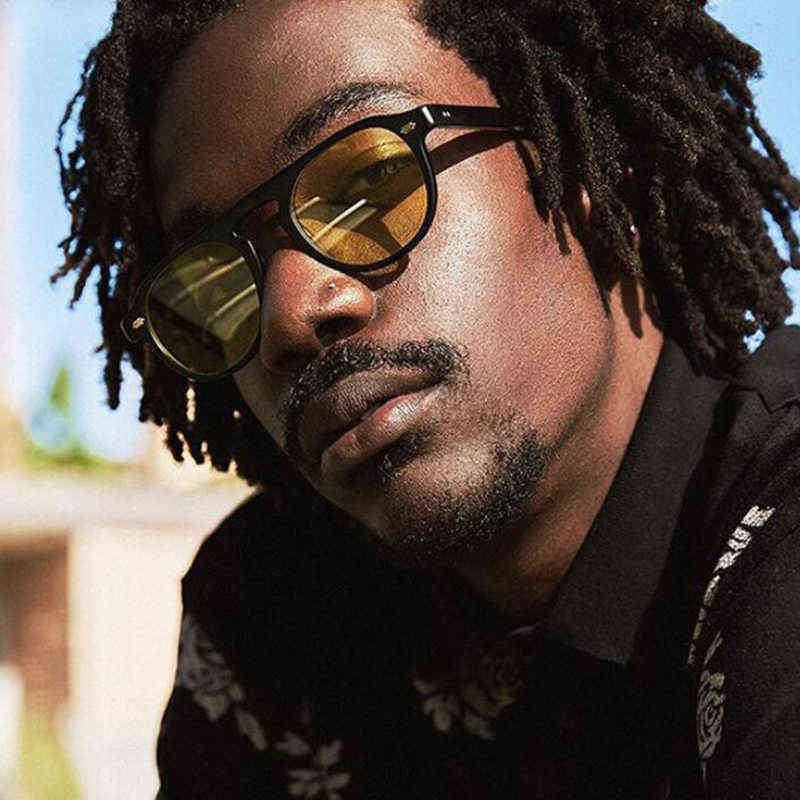 

Fashion Cool Men Round Yellow Sunglasses Brand Designer Plastic Rivet Shades for Women Uv400 Single Bridge Sun Glasses Eyewear 220728