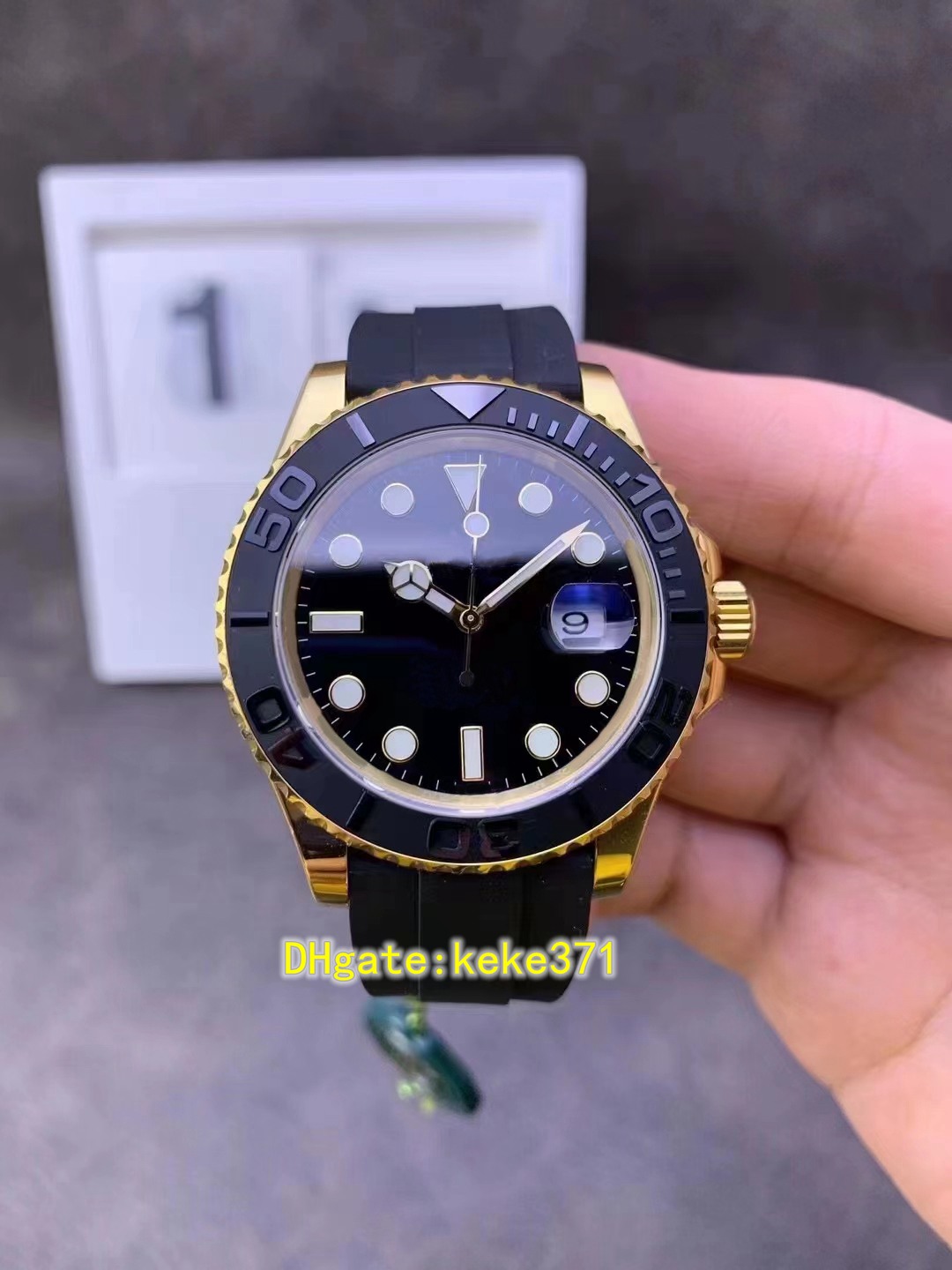 

2022 Perfect men Watch 226658 42mm Yellow gold Sapphire Natural rubber strap cal.3235 Movement Automatic mechanical Mens Watches Waterproof Wristwatches, Buy box