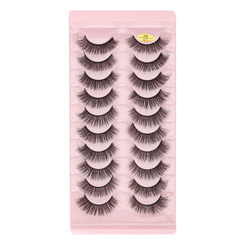 New Arrival Russian Curling Thick Multilayer False Eyelashes 10 Pairs Set Soft & Vivid Reusable Hand Made 3D Fake Lashes Extensions D Curved Make-image-773231566