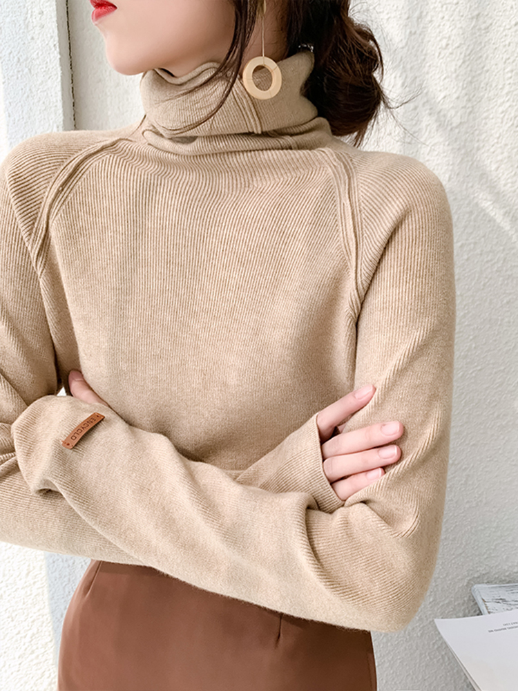 

Women's Sweaters Autumn Winter Turtleneck Women Sweater Elegant Warm Female Knitted Pullovers Casual Stretched Jumpers Femmel, Black