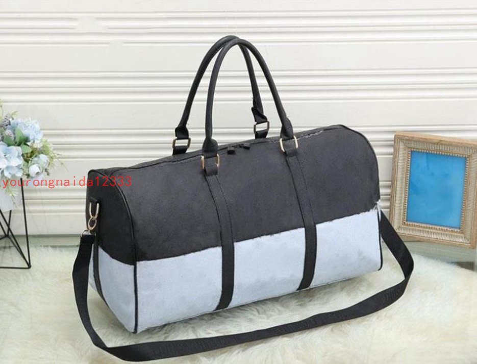 

2023 new fashion men women travel bag duffle bag leather luggage handbags large capacity sport bag 55CM epicsports, Brown and blue flowers