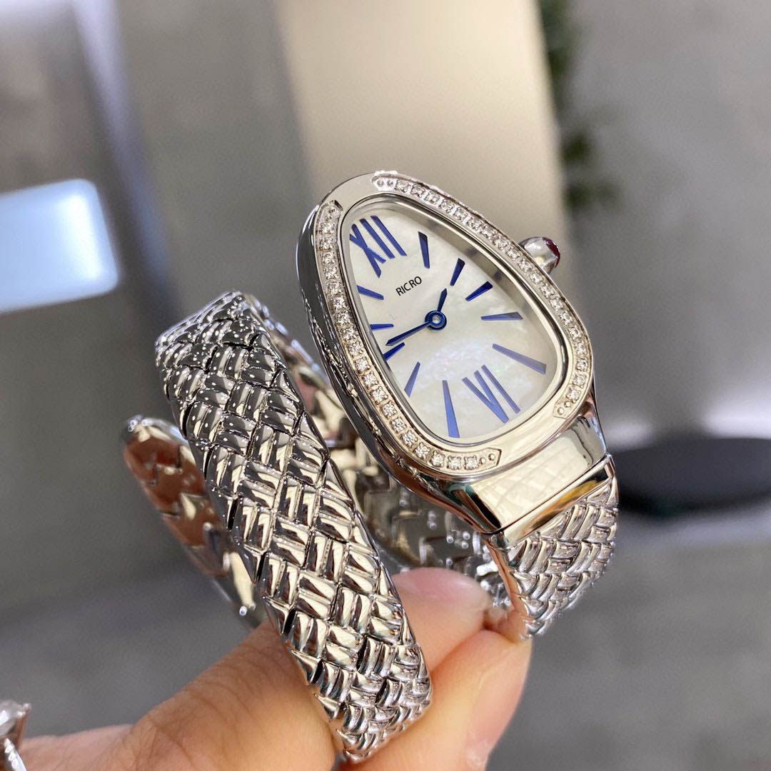 

Lady quartz Watch snake shape unique art style design interior made from memory spring material jewelry zircon diamond set with diamond craft 23x34mm dimensions