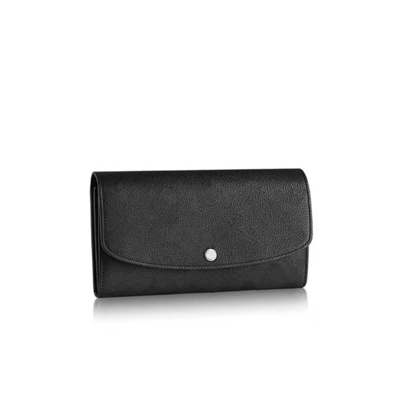 

High quality Luxury soft leather LRIs wallet exquisite and charming low-key snap closure simple and practical with gift box, Punch flower black
