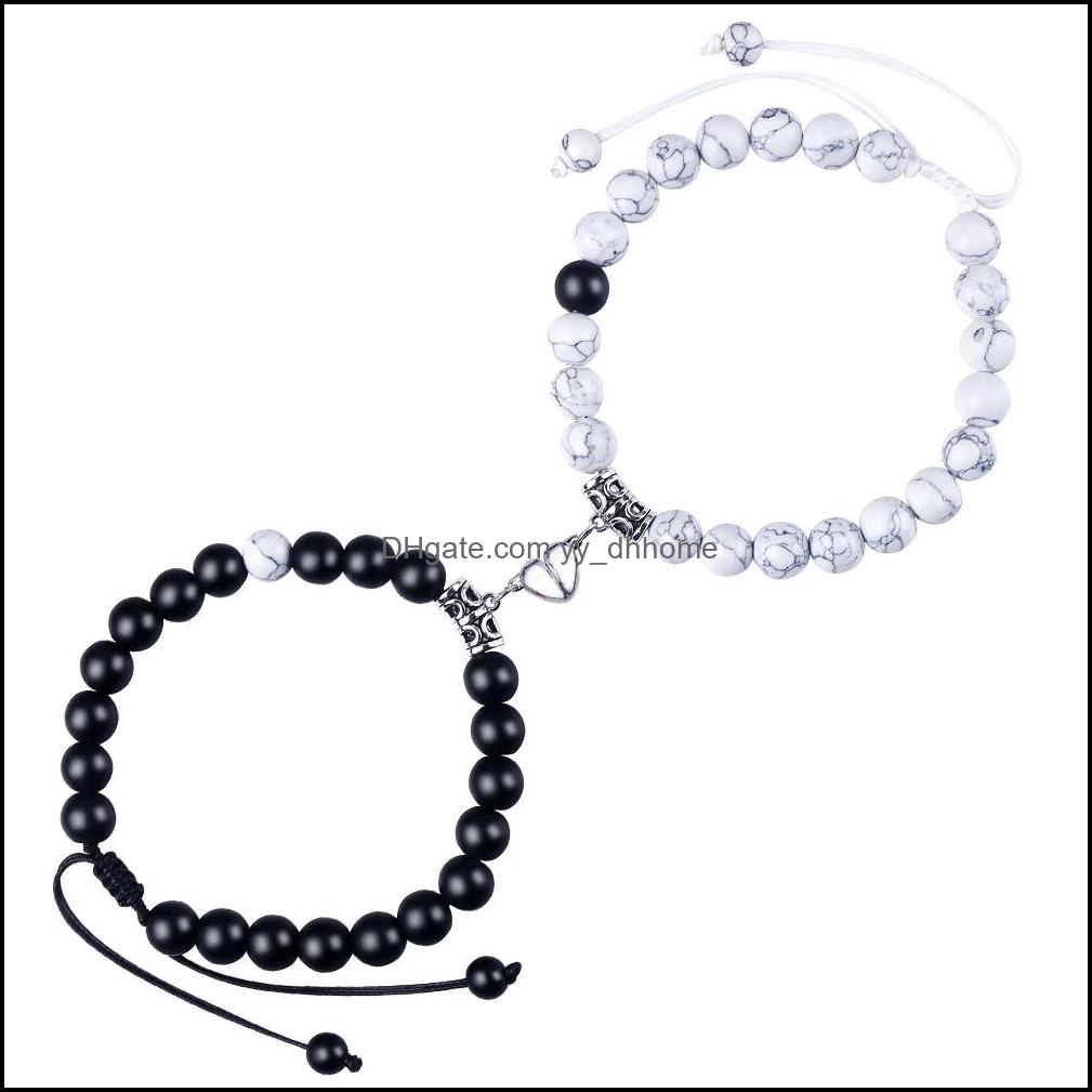 

Beaded Strands Bracelets Jewelry Braid Distance Magnet Couple Beaded Friendship Natural Stone Beads Yoga Braided Bracelet For Lovers Drop D