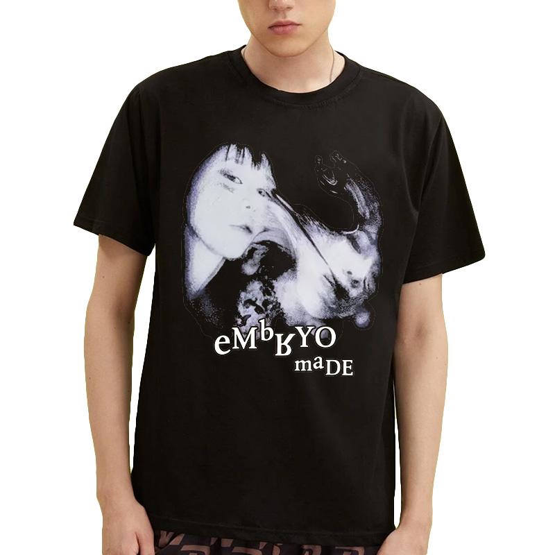 

Men's T-Shirts 2022 Streetwear T-Shirt Men Hip Hop Illusion Girl Letter Print T Shirt Harajuku Cotton Casual Summer Short Sleeve Tshirt Blac, White;black